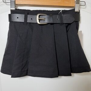 Black Pleated Skort with Belt